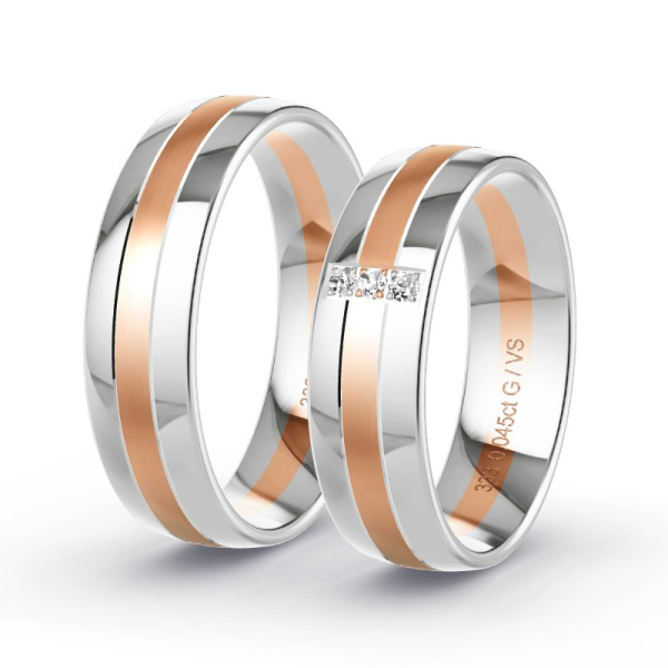 Trouwringen Roodgoud/Witgoud 8 Karaat - 0.045 ct - Artikel ST310 ST310-RG-WG-333-default