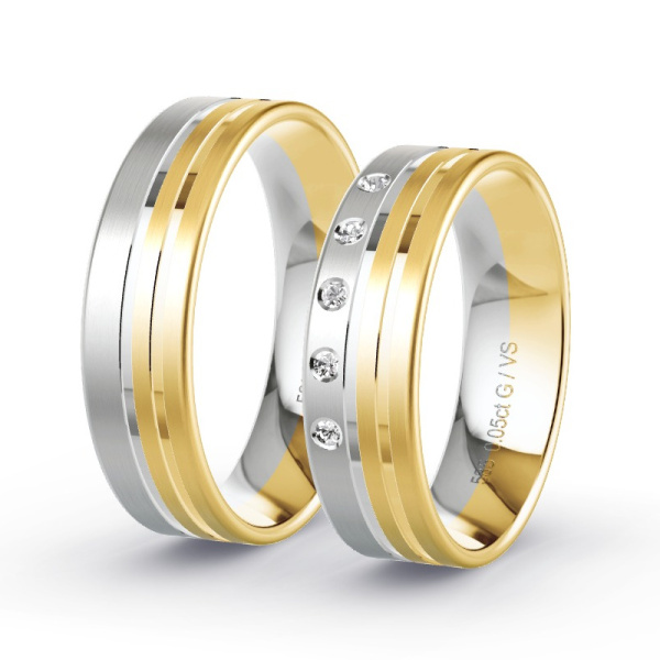 Trouwringen Geelgoud/Witgoud 14 Karaat - 0.05 ct - Artikel ST312 ST312-GG-WG-585-default