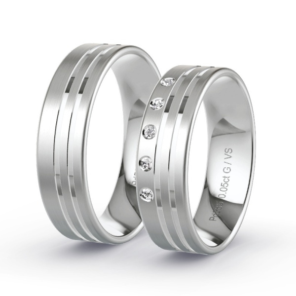 Trouwringen Palladium 585 - 0.05 ct - Artikel ST312 ST312-PD-585-default