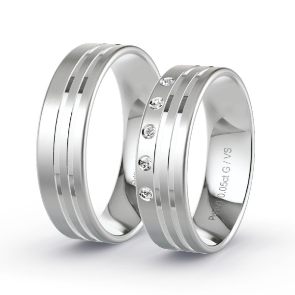 Trouwringen Palladium 950 - 0.05 ct - Artikel ST312 ST312-PD-950-default
