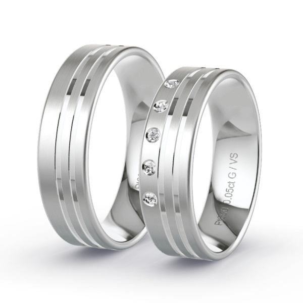 Trouwringen Platina 600 - 0.05 ct - Artikel ST312 ST312-PT-600-default