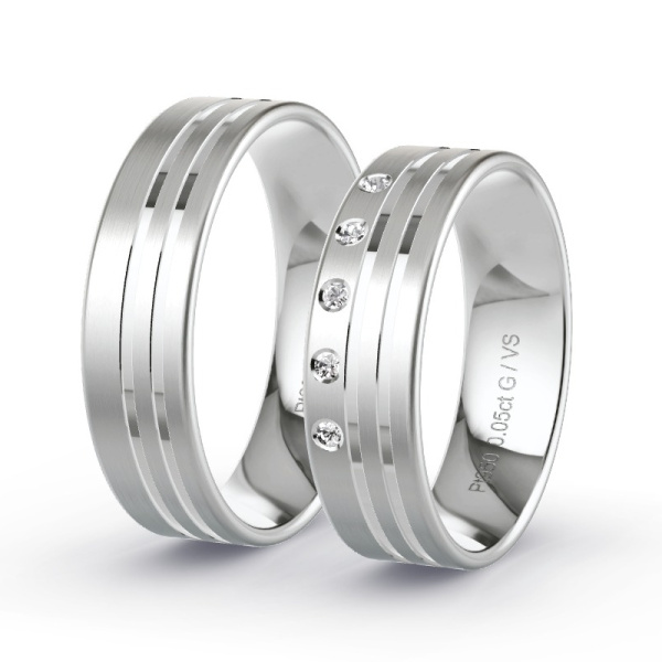 Trouwringen Platina 950 - 0.05 ct - Artikel ST312 ST312-PT-950-default