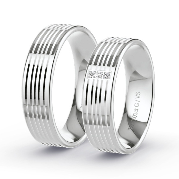 Trouwringen Witgoud 8 Karaat - 0.03 ct - Artikel ST403 ST403-WG-333-default