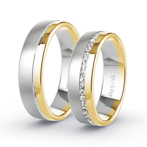 Trouwringen Geelgoud/Witgoud 9 Karaat - 0.46 ct - Artikel ST404 ST404-GG-WG-375-default