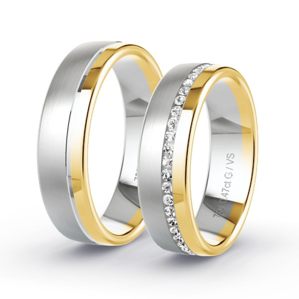 Trouwringen Geelgoud/Witgoud 18 Karaat - 0.46 ct - Artikel ST404 ST404-GG-WG-750-default