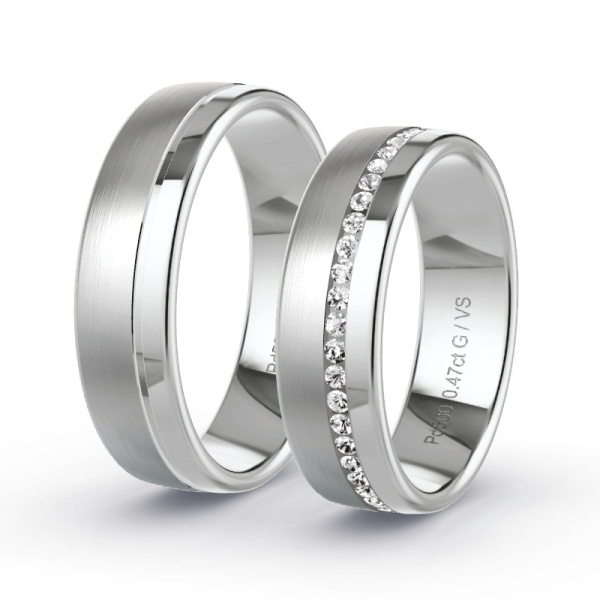 Trouwringen Palladium 500 - 0.46 ct - Artikel ST404 ST404-PD-500-default