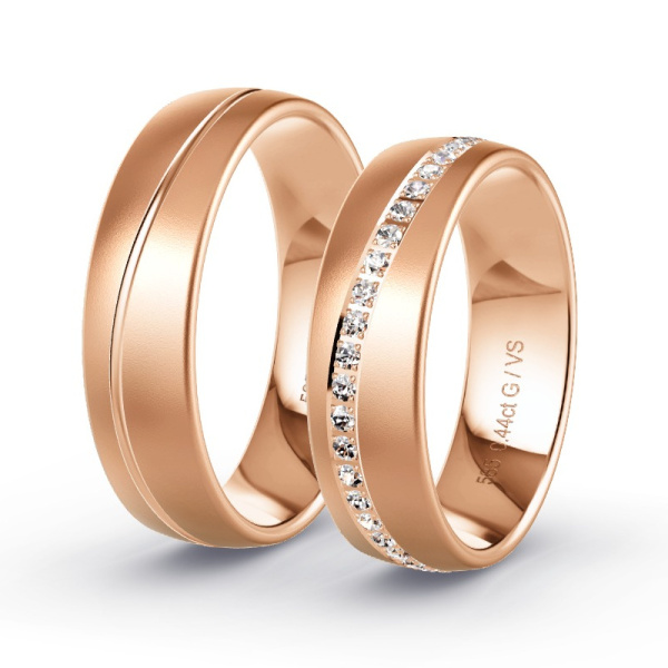 Trouwringen Roodgoud 14 Karaat - 0.46 ct - Artikel ST406 ST406-RG-585-default